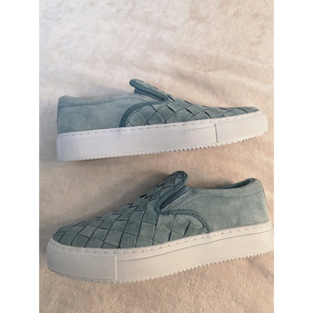 MARC FISHER LTD Womens Calla Woven Slip  On Green B Suede Flat Sneaker Sz 7.5 M